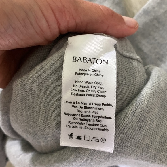 BABATON Deep V-Neck Merino Wool Sweater Gray Size XS collared - Picture 8 of 9